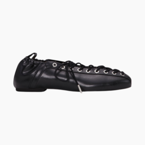 Eyelets Lace Up Ballerina Crinkle Oleatex S2914 - Black - GANNI - Sort 41 billede