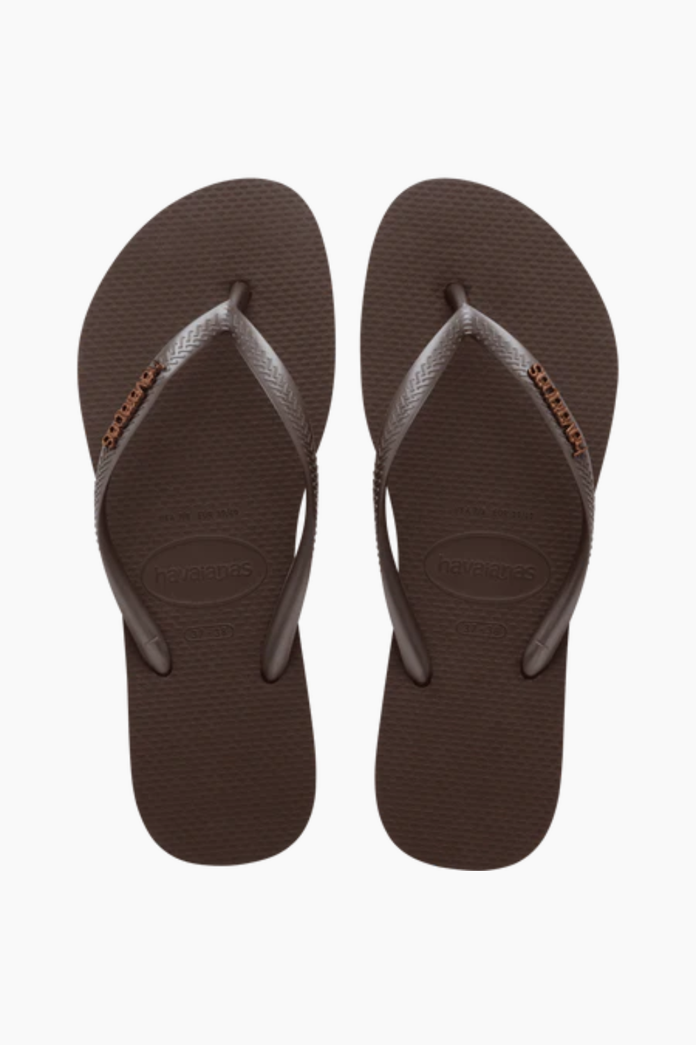 Havaianas Slim Logo Metallic Flip Flops - Dark Brown - Havaianas - Brun 41/42 billede