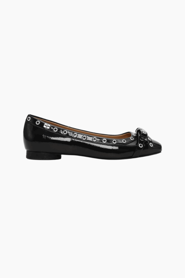 Eyelets Bow Ballerina Naplack S2755 - Black - GANNI - Sort 41 billede