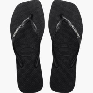 Havaianas Square Logo Metallic Flip Flops - Black/Silver - Havaianas - Sort 41/42 billede