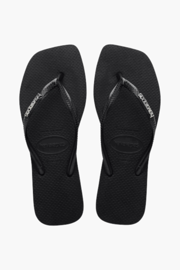 Havaianas Square Logo Metallic Flip Flops - Black/Silver - Havaianas - Sort 41/42 billede