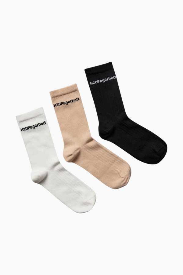 Rib Socks - Black+Creamy White+Creamy Grey - H2O Fagerholt - Sort 43-46 billede