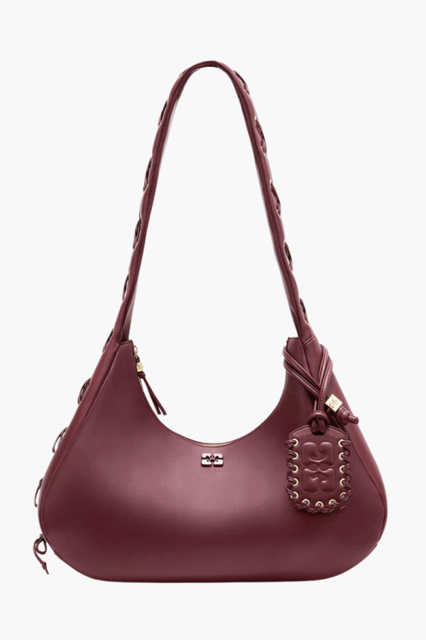 Hobo Medium Laces A7262 - Burgundy - GANNI - Bordeaux One Size billede