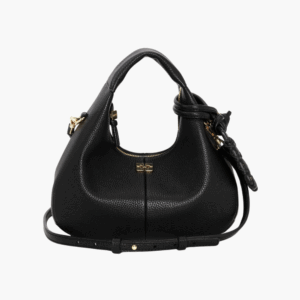 Hobo Mini Grained A6976 - Black - GANNI - Sort One Size billede