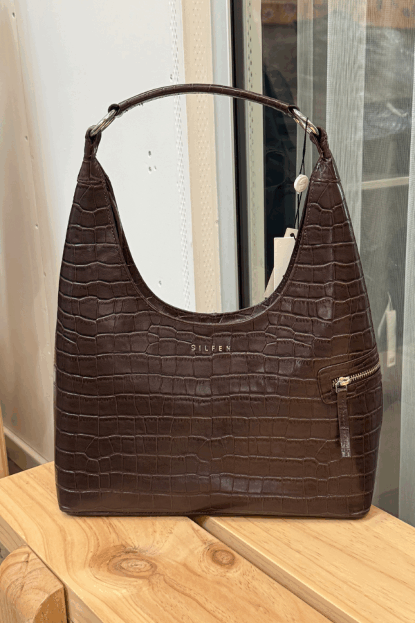 Lola Shoulder Bag - Brown Croco - Silfen Studio - Brun One Size billede
