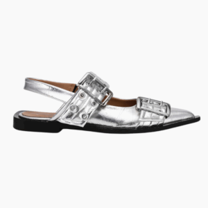 Feminine Buckle Ballerina Metallic S2725 - Silver - GANNI - Sølv 41 billede