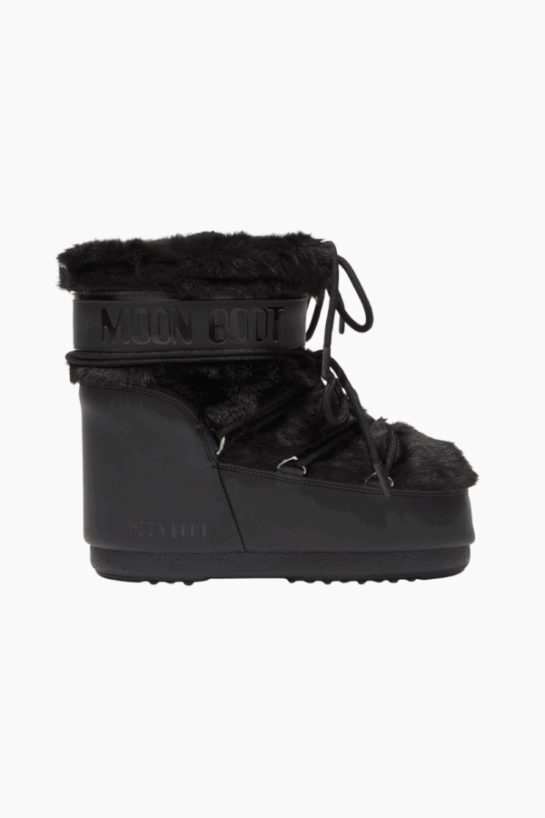 Icon Low Faux Fur Boots - Black - Moon Boot - Sort 39/41 billede