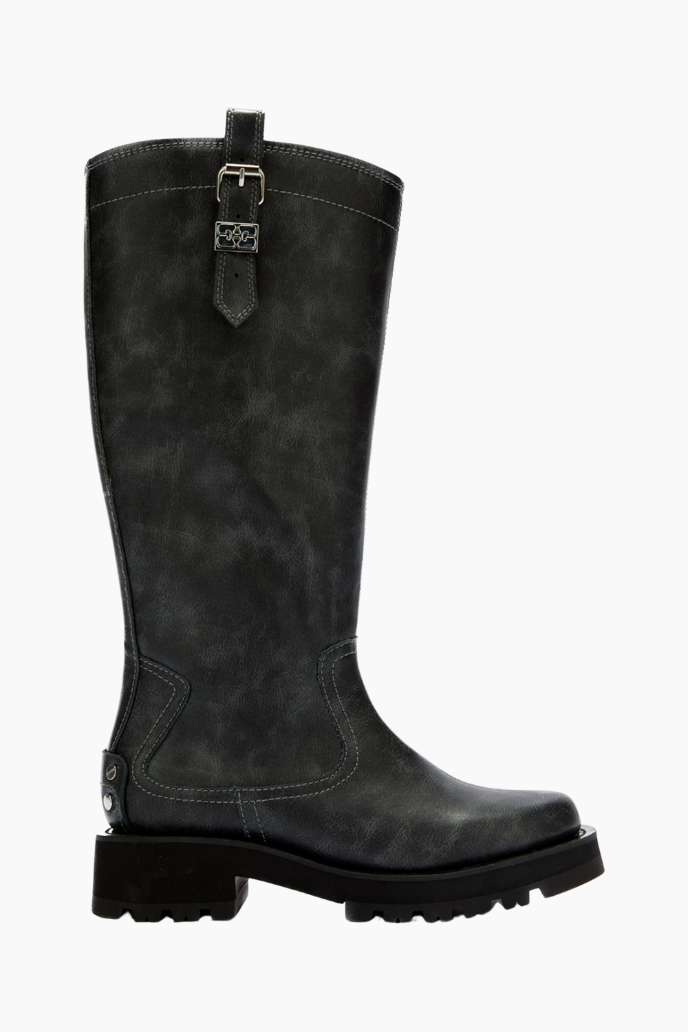 Studs High Boot Vintage S3166 - Ebony - GANNI - Grå 41 billede
