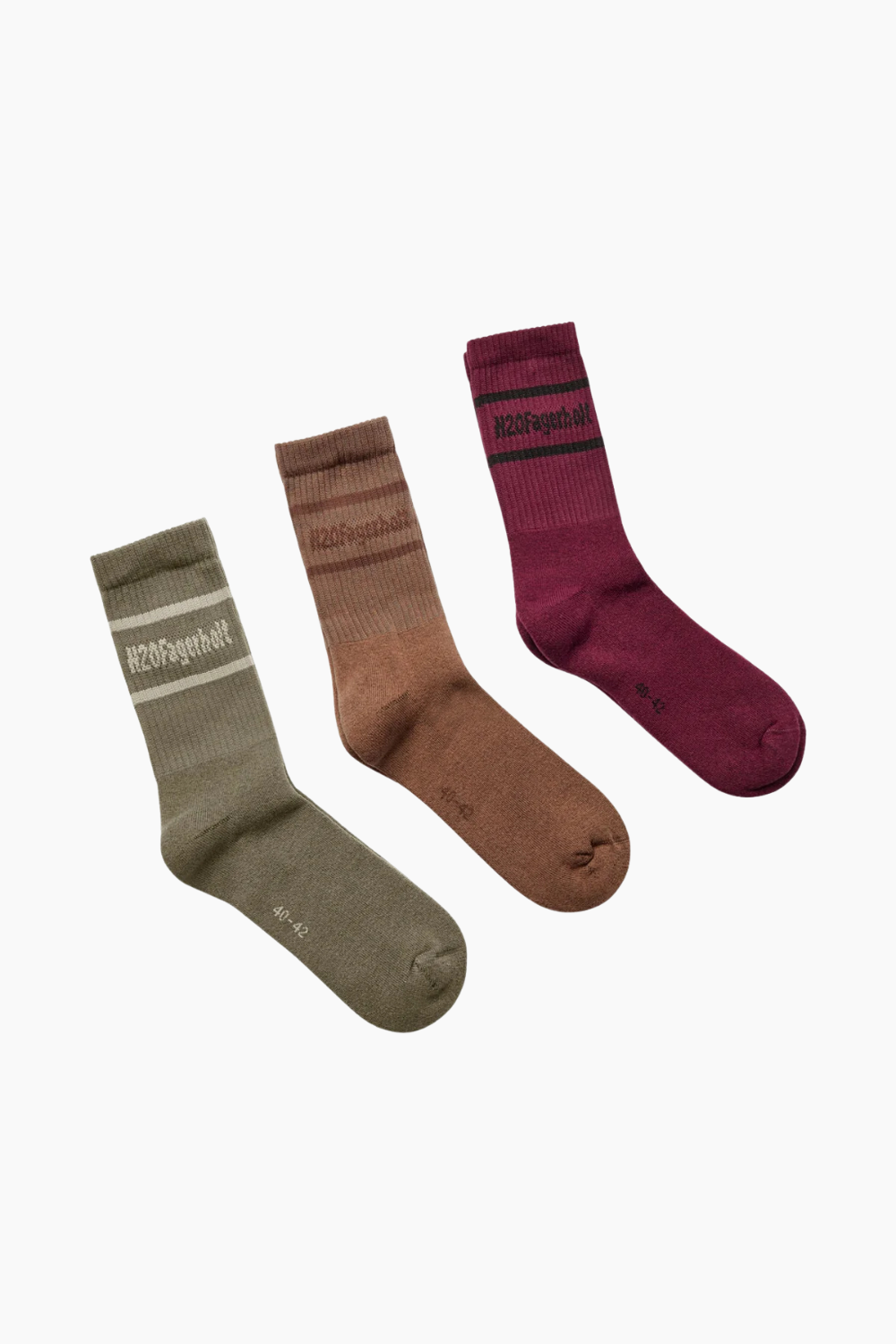 New Suck Socks - Earth/ Forrest Green / Plum Wine - H2O Fagerholt - Mønstret 40-42 billede